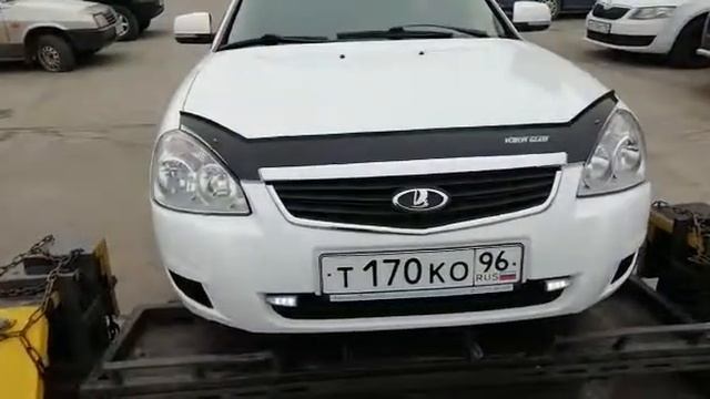 Погрузка авто на прицеп для жёсткой сцепки.