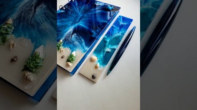 Блокнот, закладка и ручка ручной работы из эпоксидной смолы смотреть онлайн