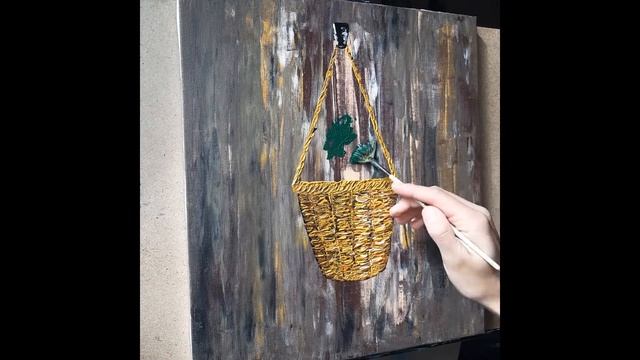 Горшок с цветами, ромашки Картина акрилом, пошагово A pot of flowers, daisies Acrylic painting смотреть онлайн