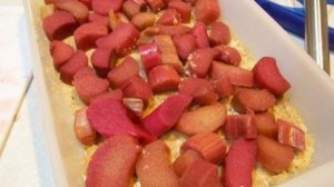 Запеканка с клубникой и ревенем