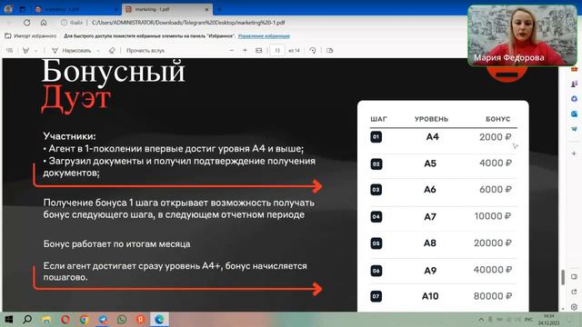 Презентации возможностей в проекте "Свой в Альфе". Спикер Федорова Мария 24.12