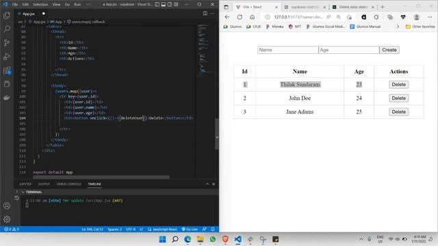 React + Supabase  Fullstack CRUD Application | Part 5: Delete User