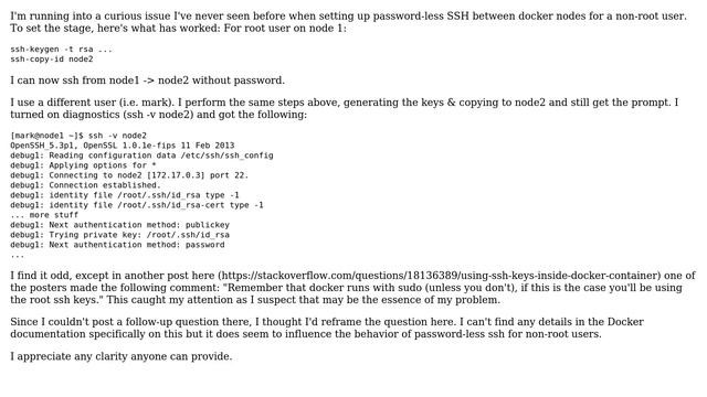 Passwordless ssh for non-root user in Docker смотреть онлайн