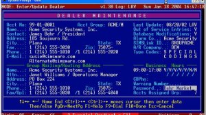 SIMSII Data Entry (Dealer Maintenance)