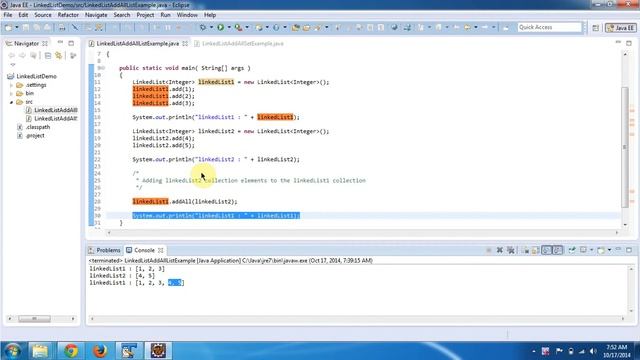How to add a group of objects in the LinkedList? | Java Collection Framework смотреть онлайн
