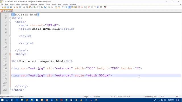 HTML Tutorials For Beginners | How To Add - Insert Image In Html From A Folder Using Notepad