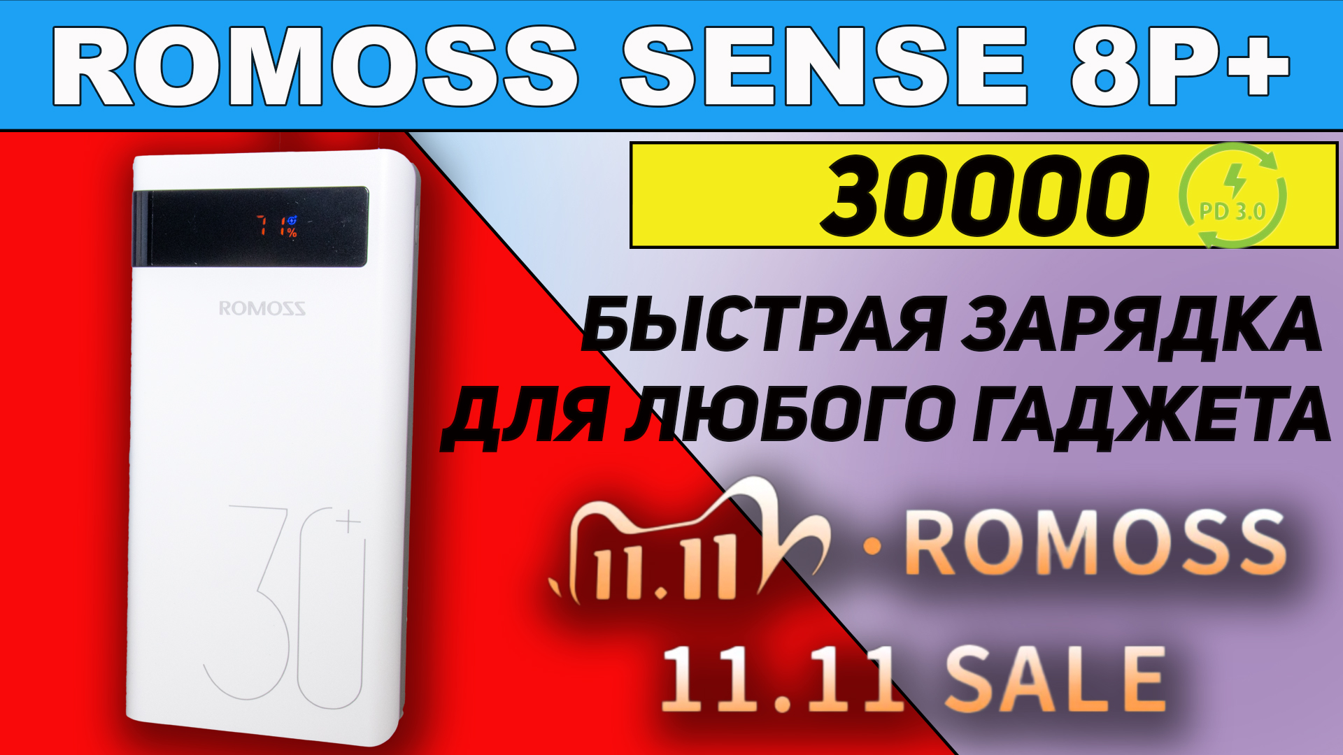 Изучаем повербанк с быстрой зарядкой PD3.0 Romoss Sense 8P+ 30000mAh.mp4