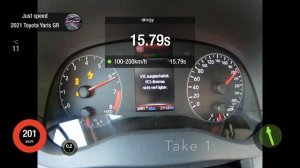 Toyota Yaris GR 1.6 turbo 261 hp 360 nm 0-100 km/h 100-200 km/h Acceleration dragy corrected