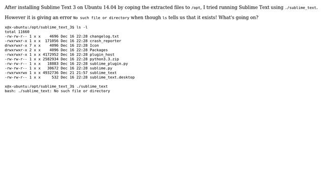 Ubuntu: bash: ./sublime_text: No such file or directory смотреть онлайн