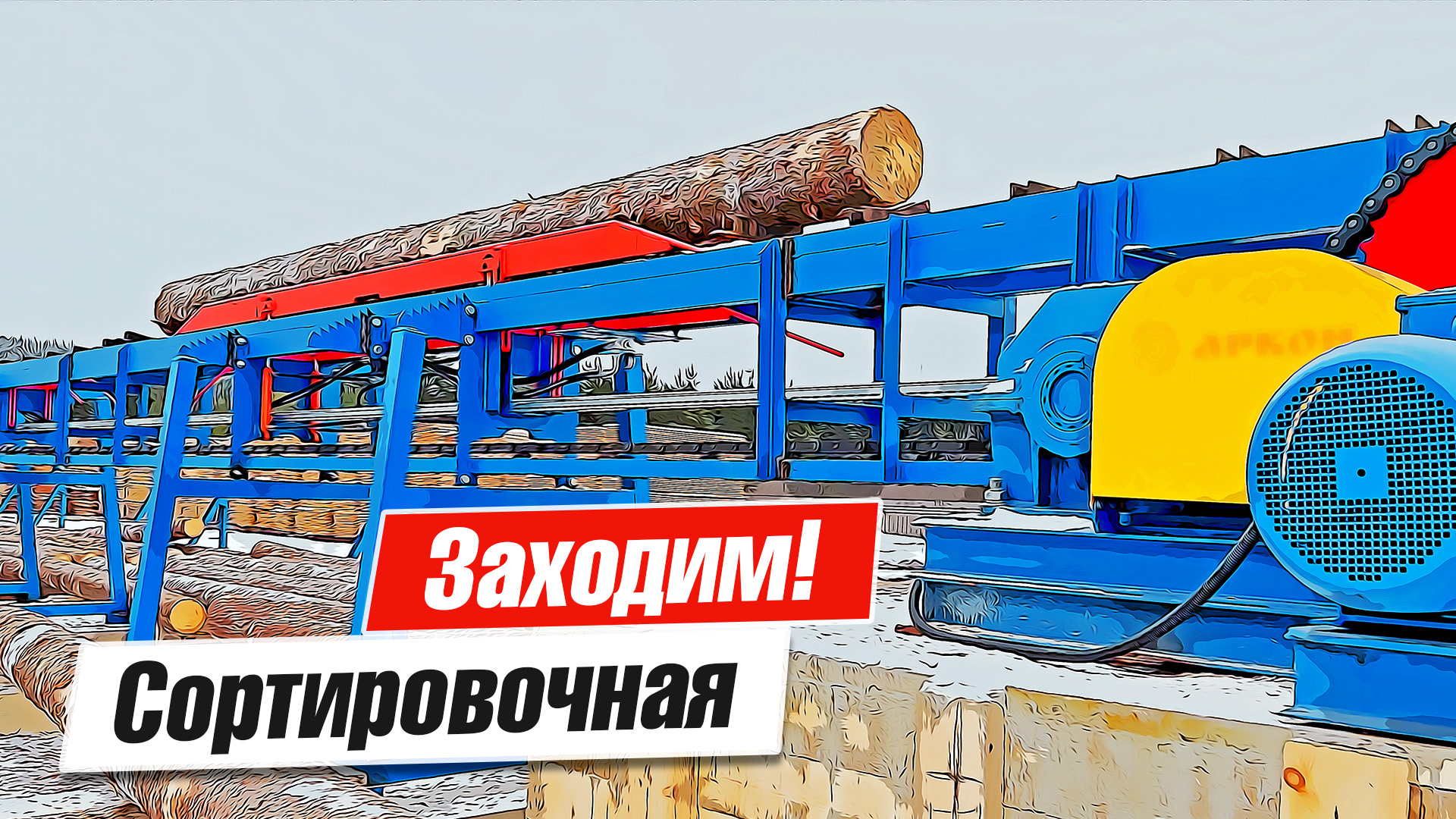 Линия сортировки бревен Аркон на 16 карманов в реальной работе на производстве