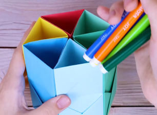 Подставка для карандашей из бумаги / Как сделать оригами подставку для ручек своими руками