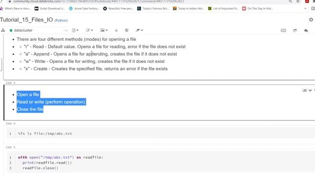 Python For Data Engineering 9 : Python File I/O , how to create and read file in Python