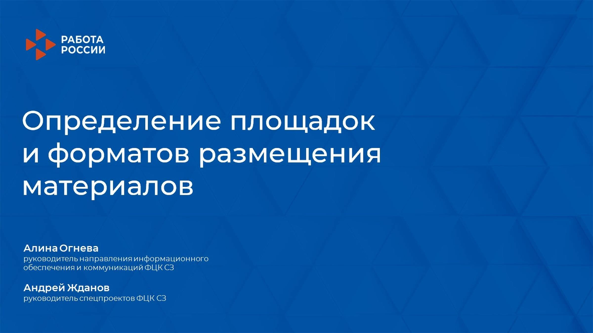 Лекция 7. Площадки и форматы размещения