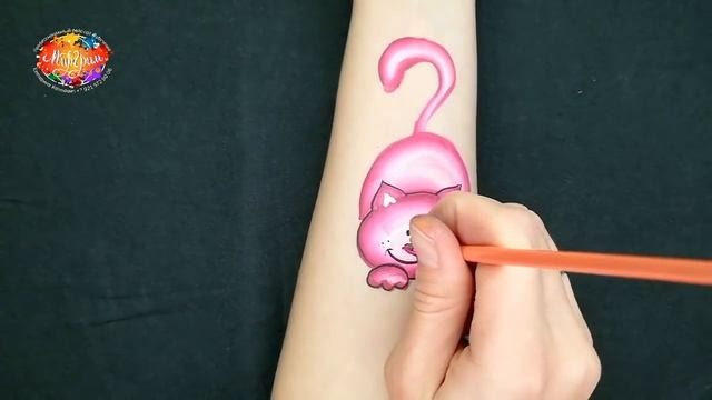 Розовый котик/ Аквагрим для начинающих