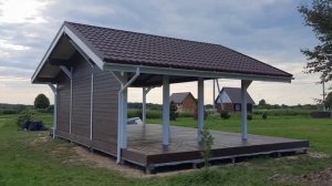 Навес-беседка Симфония из клееных балок. Московские Навесы.