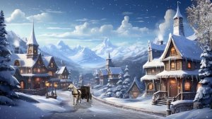 COZY WINTER AMBIENCE with Beautiful Winter Snow Mountain Scene Relaxing Piano Music