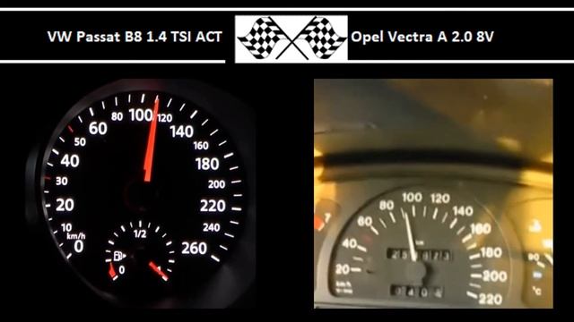 VW Passat B8 1.4 TSI ACT VS. Opel Vectra A 2.0 8V - Acceleration 0-100km/h смотреть онлайн