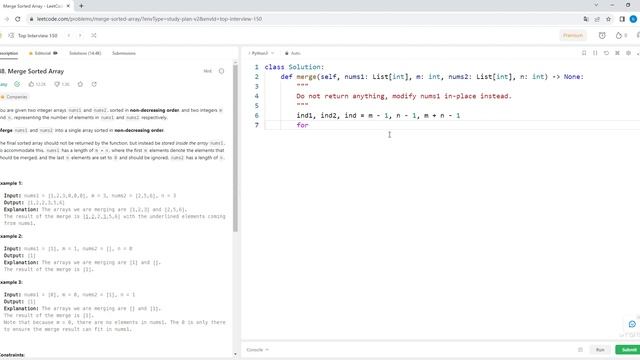 88. Merge Sorted Array