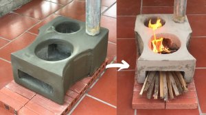 Дровяная печь из цемента и пенопласта