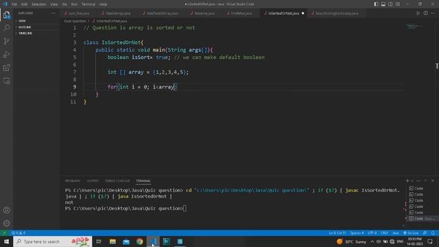 Array sorting(Check array is sorted or not) Java смотреть онлайн