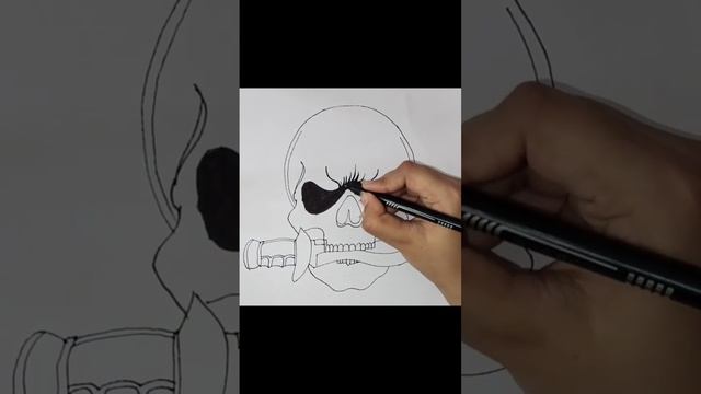 How To Draw Skull Tribal Tattoo #shorts