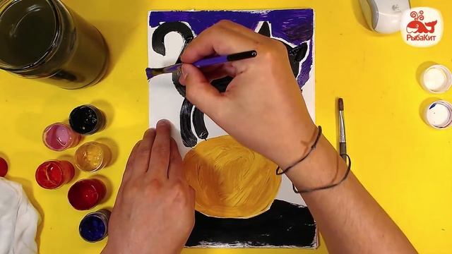 КОШКА на ТЫКВЕ на Хэллоуин / рисунки для детей красками ГУАШЬ от 3 лет смотреть онлайн