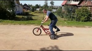 Трёхколёсный ЭЛЕКТРОСАМОКАТ из гироскутера и старого велосипеда