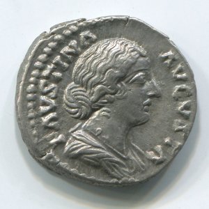 Монета денарий, античные монеты, денарий Фаустина младшая, нумизматика