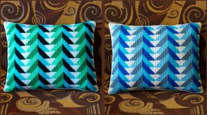 Подушка тунисским крючком с узором "елочки". Часть 1.