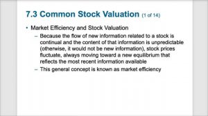 Chapter 7 - Stock Valuation