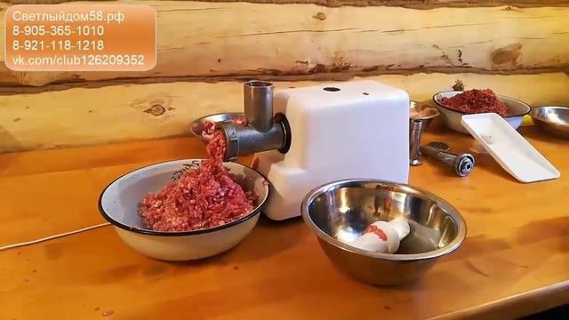2. Мясорубка Хозяюшка – мясорубка для мяса (тест-драйв по мясу и костям). 100% стальной редуктор.