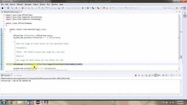 How to use range method of OffsetTime Class which accepts temporal field?