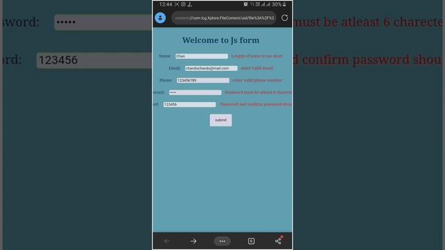Html form with Javascript form validation with source code