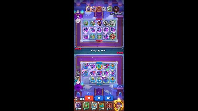 Rush Royale. Охотник на демонов и меч против Охотник на демонов и ведьма.