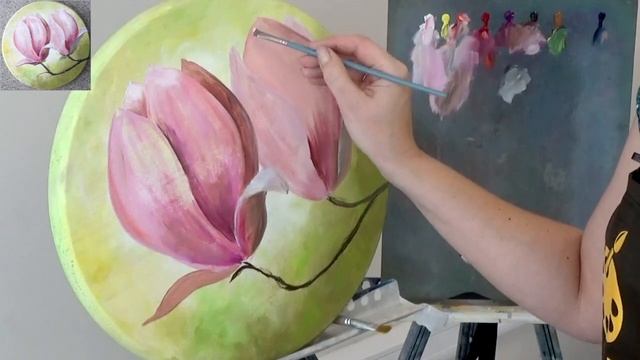 Как написать магнолию. Смешанная техника. Урок с Татьяной Букреевой. How to write magnolia (2020)