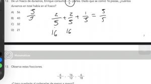 Examen diagnóstico 5to quinto de primaria MEJUREDU| 12. De un frasco de duraznos, Enrique consumió