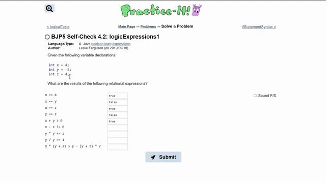 Java Practice It || 4.2 logicExpressions1 || boolean, logical expressions смотреть онлайн