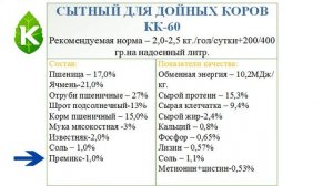 Комбикорм для дойных коров КК 60 ТМ Кормлина