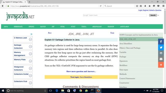 Explain G1 Garbage Collector in Java.
| javapedia.net