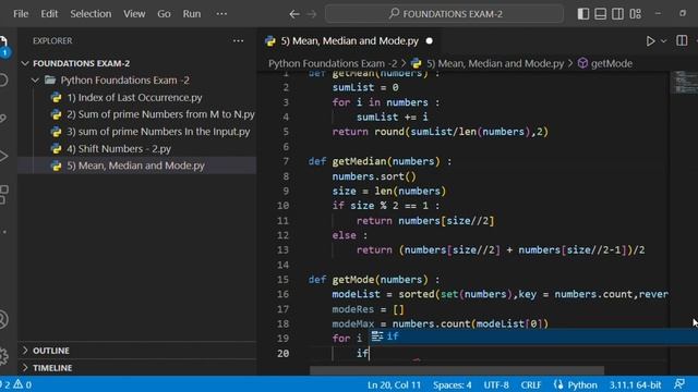 Mean, Median and Mode | Foundation Exam-2 | Python | CCBP 4.0