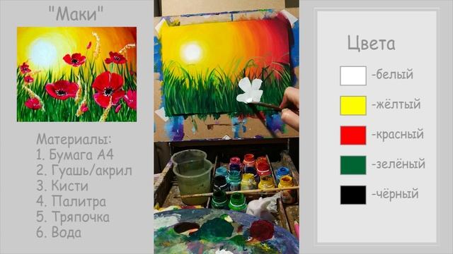 Маки. Уроки рисования. #уроки #рисунок #живопись #маки