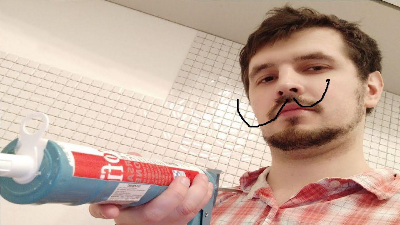 Как клеить плитку мозаику на силиконовый герметик ? смотреть онлайн