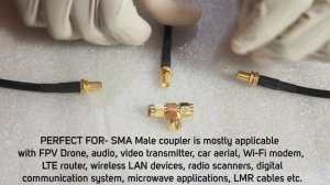 Sma Male To Dual Sma Male Connector T Type 3 Way Splitter Antenna Converter Adapter