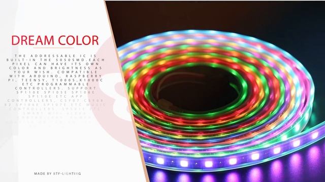 BTF-LIGHTING: WS2812B RGB 5050SMD Individual(Addressable 3.3FT 144(2X72) смотреть онлайн