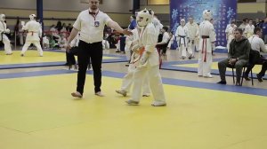 Ахтямов Тимур 2 бой на соревнованиях каратэ Киокушинкай, УРФО Екатеринбург, 09-03-2024