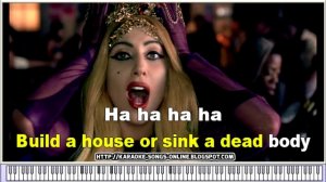 Judas in the Style of "Lady Gaga" karaoke video with lyrics on the screen.