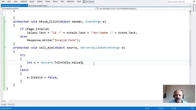 Server Side Validation in ASP.NET C#