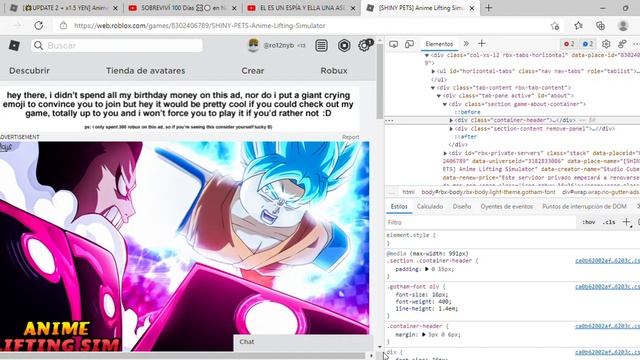 SHINY PETS Anime Lifting Simulator Roblox y 3 páginas más Perfil 1 Microsoft Edge 2022 02 27 смотреть онлайн