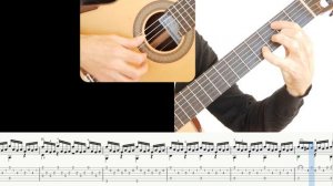 G minor Bach (Bach/Luo Ni), Guitar lesson, sheet and Tab