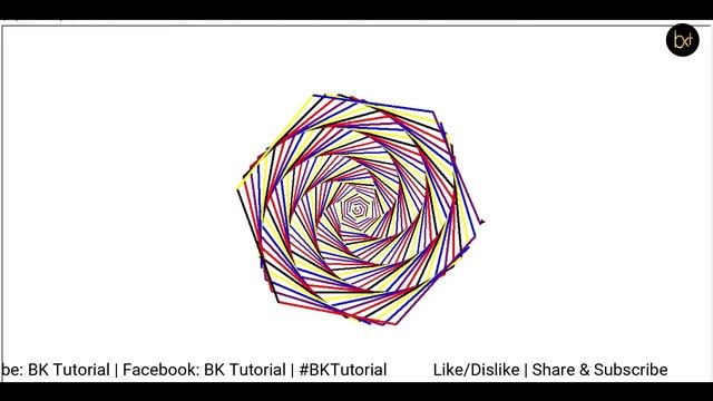 Python Turtle - Draw Hexagon Multi Color Pattern in Python Turtle Graphics  By #BKTutorial